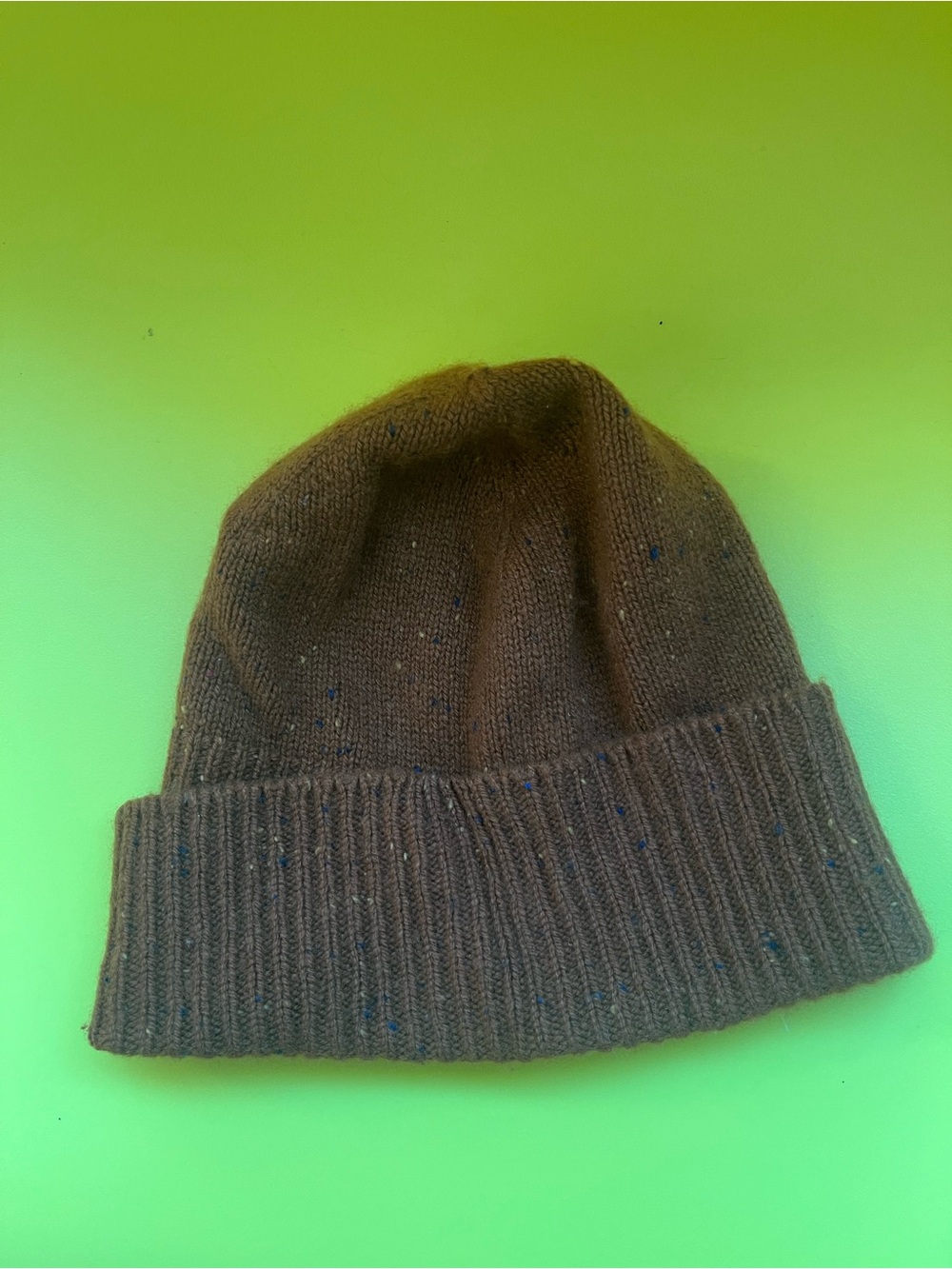 Brown Knit Cuffed Beanie -  Winter Hat